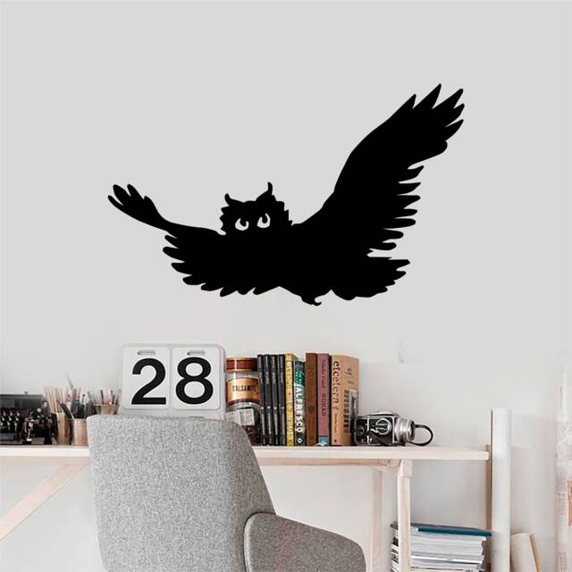 Flying Owl - 0067 Vinyl Wall Art, Decal, Sticker, Transfer, Mural, Decor, Rent Friendly, Interior, Exterior, Full Removable - image 1