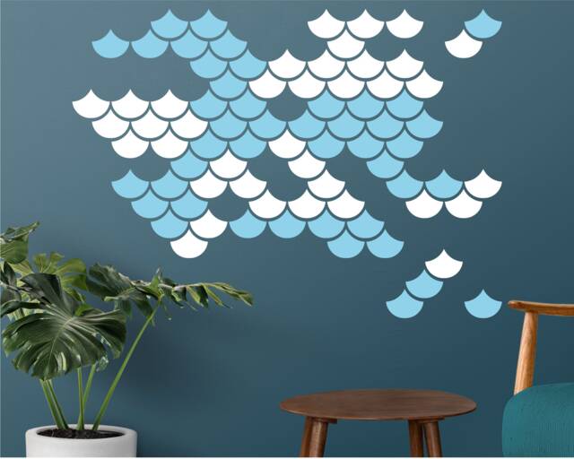 Mermaid Scale Wall Decals Geometric Nursery Decor, 96 Stickers - image 1