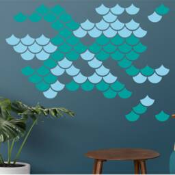 Mermaid Scale Wall Decals Geometric Nursery Decor, 96 Stickers - thumbnail 2