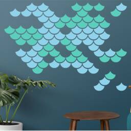 Mermaid Scale Wall Decals Geometric Nursery Decor, 96 Stickers - thumbnail 3