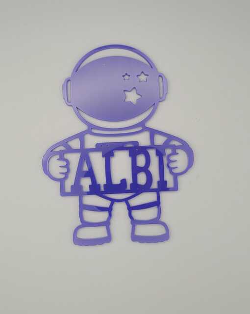 Personalised Astronaut, Outer Space Boys Bedroom Decor, Nursery Decor Name, Door Or Wall Hanger in Acrylic Wood - image 1
