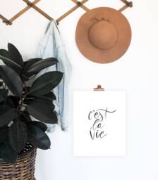 C'est La Vie Print, Digital Download, French Office Decor, Minimalist Wall Art, Simple Home Lettered Poster, Printable Art - thumbnail 1