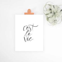 C'est La Vie Print, Digital Download, French Office Decor, Minimalist Wall Art, Simple Home Lettered Poster, Printable Art - thumbnail 2