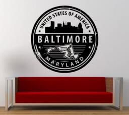 Unite States Of America Baltimore Maryland Stamp Wall Decal Sticker Vinyl Mural Leaving Bedroom Room Home Decor Free Shipping L320 - thumbnail 1
