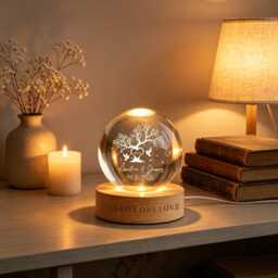 Tree Of Love Personalized Couples Crystal Led Ball Light, Custom Couple Night Lamp, Wedding Anniversary Gift, Couple Gift, Gift For Mom, Dad