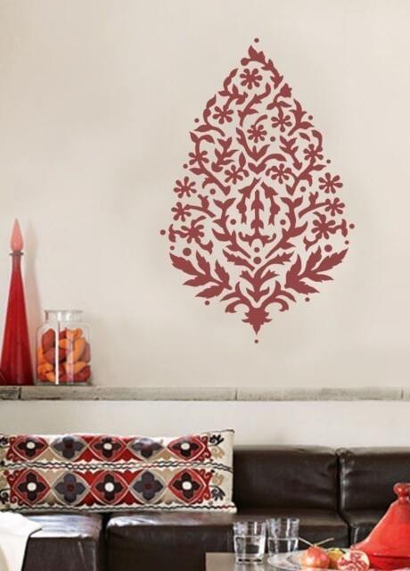 Sari Paisley Wall Art Stencil - Large Reusable Stencils For Walls Diy Decor Deisgn - image 1
