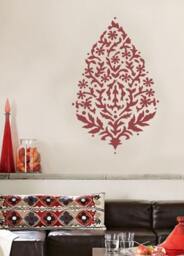 Sari Paisley Wall Art Stencil - Large Reusable Stencils For Walls Diy Decor Deisgn - thumbnail 1