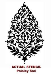 Sari Paisley Wall Art Stencil - Large Reusable Stencils For Walls Diy Decor Deisgn - thumbnail 4