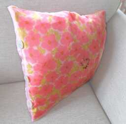 Cushion Cover. Silk. Pink Blossom. Beaded Heart Floral Pillow. Anniversary Or Housewarming Gift