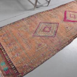 Turkish Rug, Rugs For Kitchen, Herki Orange Antique Vintage 3.1x10 Ft Area Anatolian Rugs, , Handmade Floor Rug - thumbnail 2