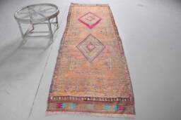 Turkish Rug, Rugs For Kitchen, Herki Orange Antique Vintage 3.1x10 Ft Area Anatolian Rugs, , Handmade Floor Rug - thumbnail 1