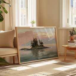 Coastal Island Poster, Pine Landscape Print, Seascape Wall Art, Paper - thumbnail 4