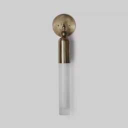 Solid Brass Cylinder Wall Sconce, Frosted Glass Modern Hallway Light - thumbnail 3