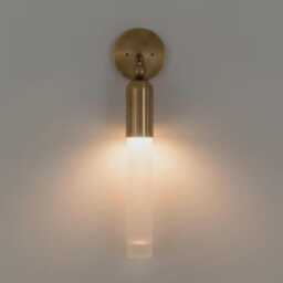 Solid Brass Cylinder Wall Sconce, Frosted Glass Modern Hallway Light - thumbnail 2