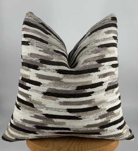 Textured Striped Pillow Cover, Cotton Wool Upholstery Sham, 20x20 - image 1