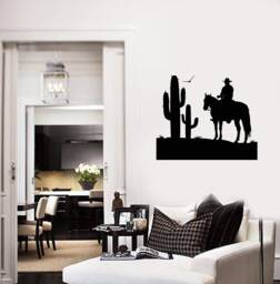 Cowboy Silhouette Vinyl Wall Decal Wild West Boys Room Decor Stickers Mural - #2801Di - thumbnail 1