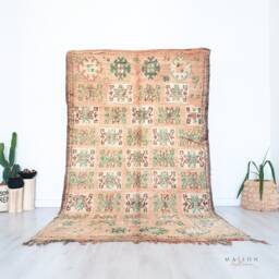 Vintage Pink Moroccan Rug, Authentic Boujaad 5.9 X 9.7 Ft - thumbnail 1