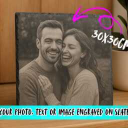 Personalised Slate Photo Engraving - Rustic Wall Art, Memorial Gift - 30x30 Or 20x30cm - thumbnail 2