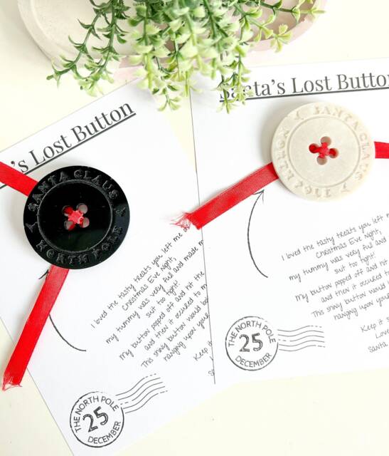Santa's Lost Button, Christmas Eve Box Fillers, Tradition, Children's Stocking Tree Decoration, Xmas Button - image 1