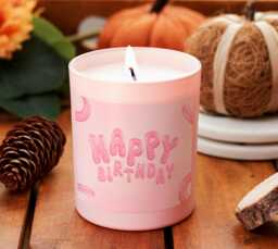 Pink Happy Birthday Writing Candle With Personalised Message For Her Gift Colourful Celebration Friend Party Custom - thumbnail 1