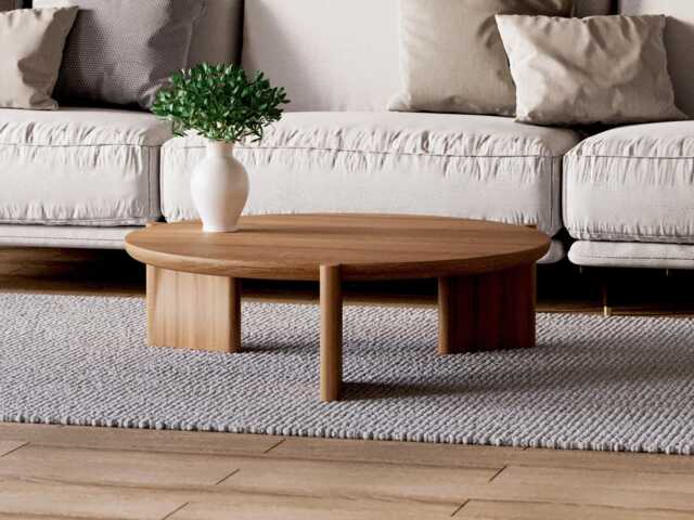 Round Coffee Table - Aesthetic Coffee Table Wood Unique Modern Original Japandi - image 1