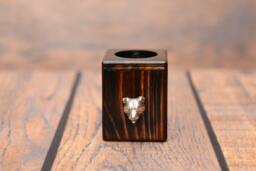 staffordshire Bull Terrier - Wooden Candlestick With Dog, Souvenir, Decoration, Limited Edition, Collection - thumbnail 1