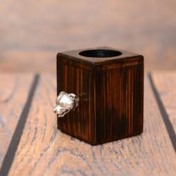 staffordshire Bull Terrier - Wooden Candlestick With Dog, Souvenir, Decoration, Limited Edition, Collection - thumbnail 2