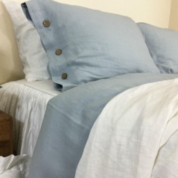 Duck Egg Blue Linen Duvet Cover With Buttons - Adding A Small Touch Of Fashion The Buttons - thumbnail 2