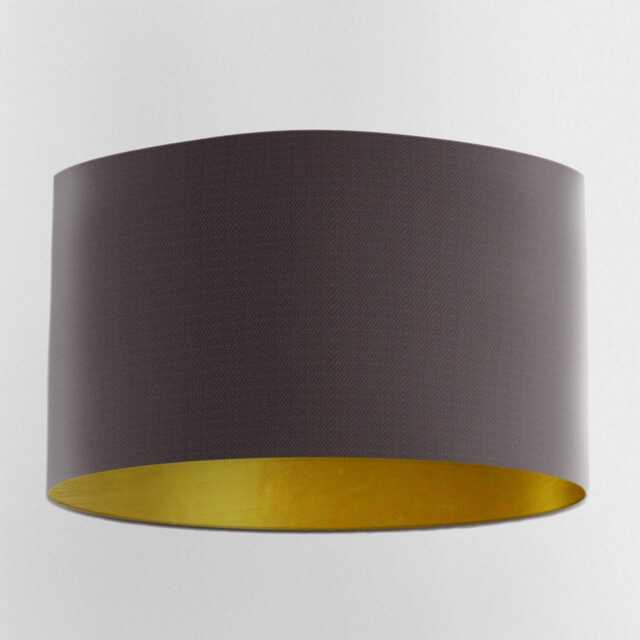 Charcoal Lampshade With Brushed Gold Lining & 100% Cotton Fabric, Handmade Lampshades, Table Grey - image 1