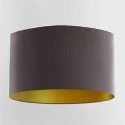 Charcoal Lampshade With Brushed Gold Lining & 100% Cotton Fabric, Handmade Lampshades, Table Grey - thumbnail 1