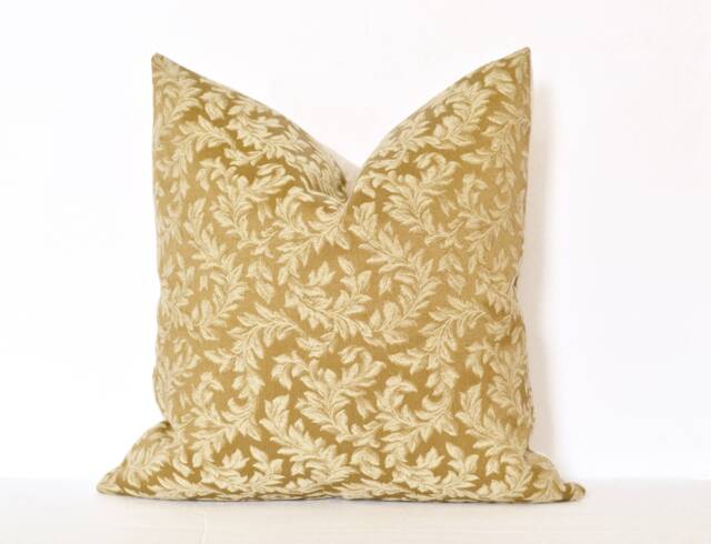 Gold Floral Pillow The Verity Cover Brocade & White Ivory Pattern Jacquard Throw 18x18 20x20 - image 1