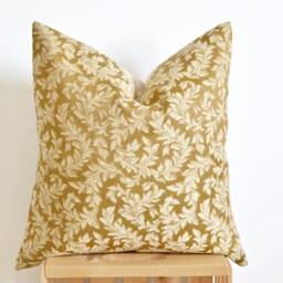Gold Floral Pillow The Verity Cover Brocade & White Ivory Pattern Jacquard Throw 18x18 20x20 - thumbnail 3