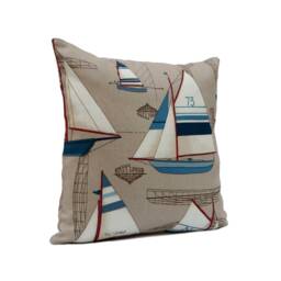 Tan Pillow, Throw Pillow Cover, Decorative Cushion Covers, Pillowcase, Accent Toss Linen, Boat Drawing Pattern - thumbnail 2