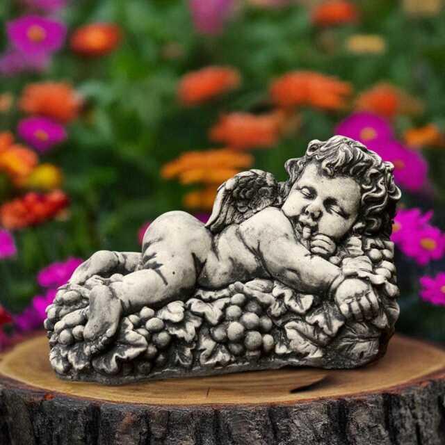 Cement Cherub Statue Concrete Baby Angel Sculpture Garden Decoration Stone Cute Figurine Guardian Yard Ornament Angel Memorial - image 1