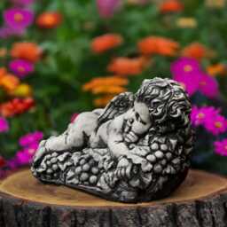 Cement Cherub Statue Concrete Baby Angel Sculpture Garden Decoration Stone Cute Figurine Guardian Yard Ornament Angel Memorial - thumbnail 2