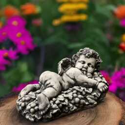 Cement Cherub Statue Concrete Baby Angel Sculpture Garden Decoration Stone Cute Figurine Guardian Yard Ornament Angel Memorial - thumbnail 4
