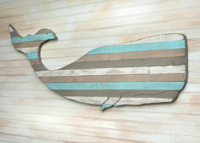 "Pallet Whale Wooden Art Beach House Decor Nautical Artwork Coastal Sign 41""x19" - image 1