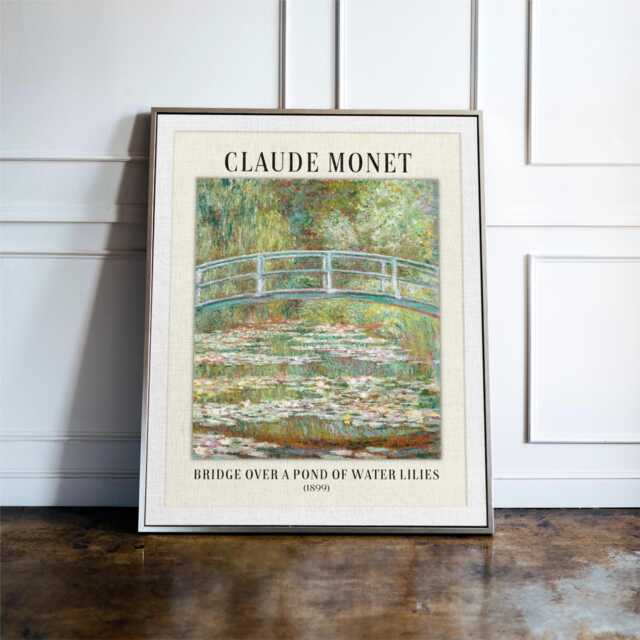 Claude Monet Bridge Over A Pond Of Water Lilies Print, Gallery Exhibition Wall Art - image 1