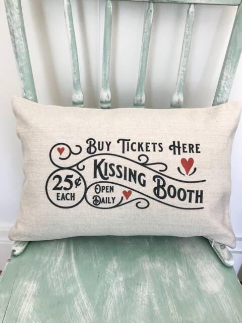 Kissing Booth Linen Lumbar Pillow Cover - Valentine's Day Decor - image 1