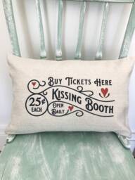 Kissing Booth Linen Lumbar Pillow Cover - Valentine's Day Decor - thumbnail 1