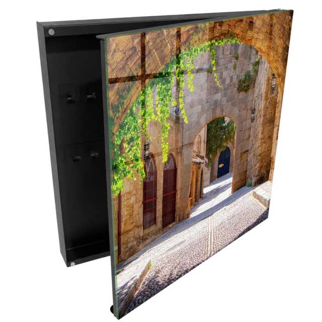 Stone Street Wall Mounted Key Cabinet, Beige Box For Wall, Classic Architecture, Lovers Of History & Architecture - image 1