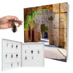 Stone Street Wall Mounted Key Cabinet, Beige Box For Wall, Classic Architecture, Lovers Of History & Architecture - thumbnail 2
