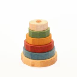 Wooden Pyramid - Round Stacking Toy Colourful Coloured Learning Ring Stacker Motor Skills Birthday Gift - thumbnail 3