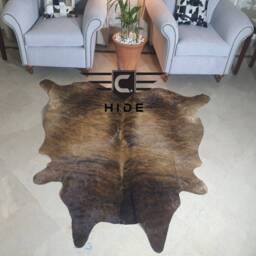 Coffee Brown Brindle Cowhide Rug, Custom Rug For Bedroom , Brazilian Hair On Hides Ready To Ship - thumbnail 4
