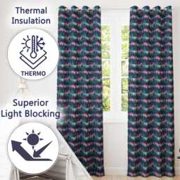 Colorful Pine Forest Dreamscape Seamless Pattern Readymade Eyelet Ring Top Thermal 100% Blackout Curtains - thumbnail 3