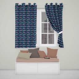 Colorful Pine Forest Dreamscape Seamless Pattern Readymade Eyelet Ring Top Thermal 100% Blackout Curtains - thumbnail 1