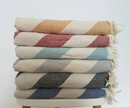 Chevron Throw Blanket - Herringbone Stonewashed Cotton Bohemian Home Decor Stylish Coverlet Soft Cozy - thumbnail 1