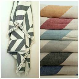 Chevron Throw Blanket - Herringbone Stonewashed Cotton Bohemian Home Decor Stylish Coverlet Soft Cozy - thumbnail 2