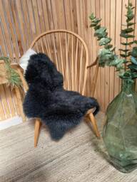 Dark Grey Curly Sheepskin Rug, Double Length Throw, Hand Finished - thumbnail 1