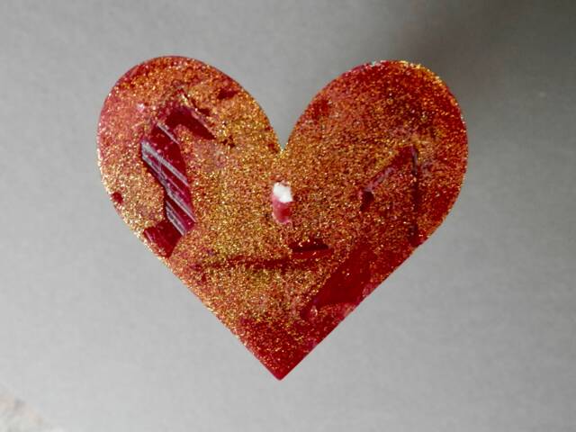 Valentines Gift, Red Heart Candle Deacorated With Gold Glitter, Unique Gilt, Handmade - image 1
